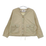 ONIGIRI シャツジャケット 52-21BP71 ノーカラー ドロスト ショートブルゾン ワッシャー加工 ジャケット ベージュ レディース オニギリ【中古】5-0421M∞