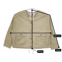 ONIGIRI シャツジャケット 52-21BP71 ノーカラー ドロスト ショートブルゾン ワッシャー加工 ジャケット ベージュ レディース オニギリ【中古】5-0421M∞