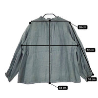 nest Robe ダメージダイウォシュ加工 リネン フリルカラー 01154-1289 ブラウス シャツ グリーン レディース ネストローブ【中古】5-0424M∞