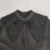 blueeast ブルーイースト 襟付き ブラウス シャツ ブラック レディース【中古】5-0424M∞