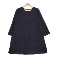 Bilitis dix-sept ans 2915-669 Flannnel Coat 定価49350円 レース ノーカラー コート ネイビー ビリティス ディ セッタン【中古】4-1105A♪