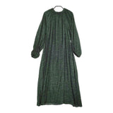 WHYTO. チェック地織ビスコース ギャザーネックドレス wht21fop1 ワンピース グリーン レディース ホワイト【中古】5-0424M∞