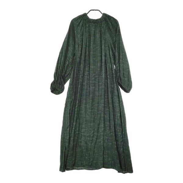 WHYTO. チェック地織ビスコース ギャザーネックドレス wht21fop1 ワンピース グリーン レディース ホワイト【中古】5-0424M∞