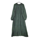 WHYTO. チェック地織ビスコース ギャザーネックドレス wht21fop1 ワンピース グリーン レディース ホワイト【中古】5-0424M∞