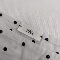 HAU 半袖 ドット コットン プルオーバー ブラウス シャツ ホワイト ブラック レディース ハウ【中古】5-0724S∞