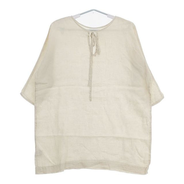 fog linen work FLW 半袖 チュニック リトアニアリネン プルオーバー ブラウス シャツ ベージュ レディース フォグリネンワーク【中古】5-0724S∞
