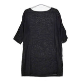 fog linen work リトアニアリネン 5分袖 ワンピース チュニック ブラック レディース フォグリネンワーク【中古】5-0424M∞