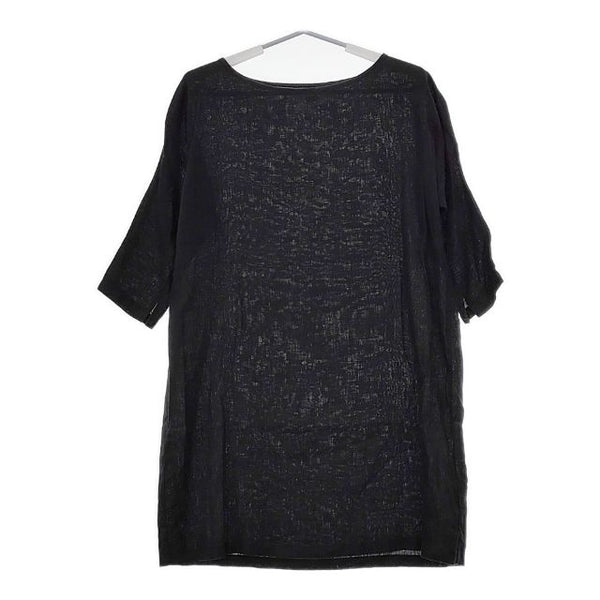 fog linen work リトアニアリネン 5分袖 ワンピース チュニック ブラック レディース フォグリネンワーク【中古】5-0424M∞