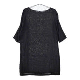 fog linen work リトアニアリネン 5分袖 ワンピース チュニック ブラック レディース フォグリネンワーク【中古】5-0424M∞