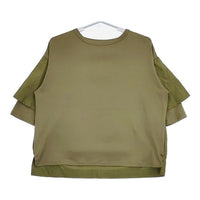 manon ブラウス切替 FLARE SLEEVE TEE MNN-C-077 半袖Ｔシャツ カットソー カーキ レディース マノン【中古】5-0724S∞