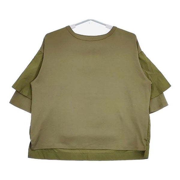 manon ブラウス切替 FLARE SLEEVE TEE MNN-C-077 半袖Ｔシャツ カットソー カーキ レディース マノン【中古】5-0724S∞
