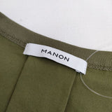 manon ブラウス切替 FLARE SLEEVE TEE MNN-C-077 半袖Ｔシャツ カットソー カーキ レディース マノン【中古】5-0724S∞