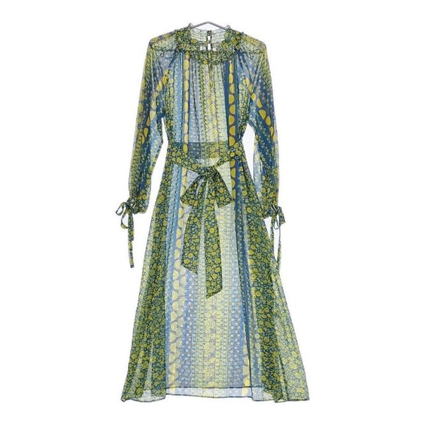 AEWEN MATOPH フラワープリント マキシワンピース 定価38000円 ワンピース ブルー グリーン レディース イウエンマトフ【中古】5-0421M∞