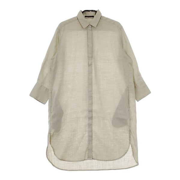 BARNYARDSTORM リネン混 ロングシャツ 比翼ボタン チュニック ベージュ レディース バンヤードストーム【中古】5-0424M∞