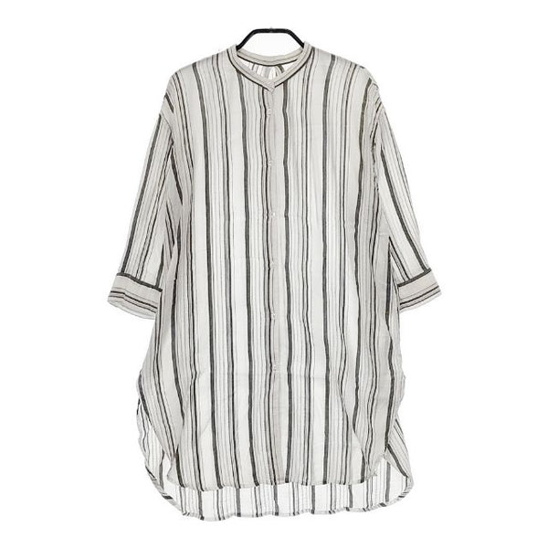 BEAUTY&YOUTH UNITED ARROWS コットンマルチストライプ7分袖シャツ ワンピース ホワイト レディース ビューティアンドユース【中古】5-0424M∞