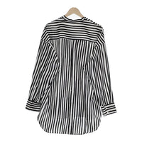 CITYSHOP STRIPE PRINT SHIRTS ストライプ Vネック 長袖シャツ 23SS ブラック ホワイト レディース シティショップ【中古】4-1022M♪