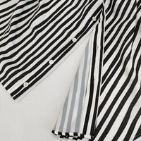 CITYSHOP STRIPE PRINT SHIRTS ストライプ Vネック 長袖シャツ 23SS ブラック ホワイト レディース シティショップ【中古】4-1022M♪