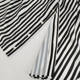 CITYSHOP STRIPE PRINT SHIRTS ストライプ Vネック 長袖シャツ 23SS ブラック ホワイト レディース シティショップ【中古】4-1022M♪