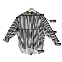 CITYSHOP STRIPE PRINT SHIRTS ストライプ Vネック 長袖シャツ 23SS ブラック ホワイト レディース シティショップ【中古】4-1022M♪