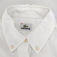 LACOSTE オックスフォードシャツ ボタンダウン 刺繍 サイズ42 長袖シャツ ホワイト レディース ラコステ【中古】4-1022M♪