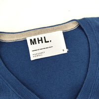 MHL. 595-163373 サイズ2 コットン ポケット付き Vネックセーター ニット ブルー レディース エムエイチエル【中古】4-1022M♪