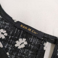 R&D.M.Co- 花柄 フレンチスリーブ リネン ブラウス シャツ ブラック ホワイト レディース オールドマンズテーラー【中古】5-0724S∞