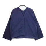 Lin francais d'antan コットン ノーカラー ジャケット ネイビー レディース ランフランセダンタン【中古】5-0402M∞
