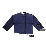 Lin francais d'antan コットン ノーカラー ジャケット ネイビー レディース ランフランセダンタン【中古】5-0402M∞