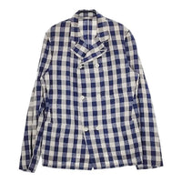 45R/45rpm リネンJACKET 定価63800円 チェック ジャケット ブルー ライトグレー レディース フォーティーファイブアールピーエム【中古】5-0402M∞