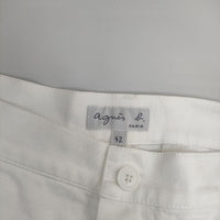 agnes b. サイズ42 コットン ワイド ジーンズ デニムパンツ ホワイト レディース アニエスベー【中古】5-0402G∞