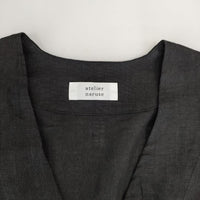 atelier naruse linen shirt cardigan リネンシャツカーディガン 定価20350円 na-t02001 ブラウス シャツ ブラック レディース アトリエナルセ【中古】5-0402M∞