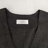 atelier naruse linen shirt cardigan リネンシャツカーディガン 定価20350円 na-t02001 ブラウス シャツ ブラック レディース アトリエナルセ【中古】5-0402M∞