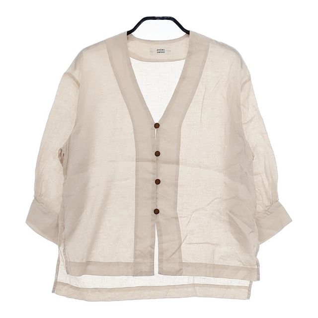 送料無料 日本 naruse atelier linen リネンシャツカーディガン cardigan shirt シャツ+ブラウス(長袖+七分)