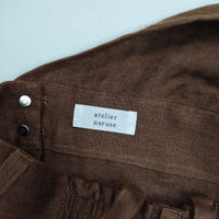 atelier naruse リネンヘリンボンサロペットパンツ 定価25300円 na-F05088 サロペット ブラウン レディース アトリエナルセ【中古】5-0402M∞