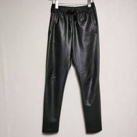 COGTHEBIGSMOKE ELLY TROUSERS COG ドローストリング レギンス フェイクレザー パンツ ブラック レディース コグ ザ ビッグスモーク【中古】4-0925T∞