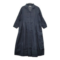 fog linen work リトアニアリネン シャツワンピ ワンピース ネイビー レディース フォグリネンワーク【中古】5-0402M∞