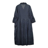 fog linen work リトアニアリネン シャツワンピ ワンピース ネイビー レディース フォグリネンワーク【中古】5-0402M∞