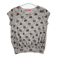 Mint Designs 総柄 コットン 半袖Ｔシャツ カットソー グレー レディース ミントデザインズ【中古】5-0724S∞