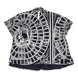 Mint Designs 半袖 総柄プリント TOILE DE JOUY BLOUSE ブラウス シャツ ブラック ホワイト レディース ミントデザインズ【中古】5-0724S∞