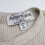 AMERICANA サーマルカットソー バックヘンリー ワッフル 長袖Tシャツ カットソー ロンT グレージュ レディース アメリカーナ【中古】4-0924T♪　