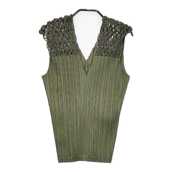 PLEATS PLEASE ISSEY MIYAKE プリーツ PP81-JK722 ノースリーブ Ｔシャツ カットソー カーキ レディース プリーツプリーズ【中古】5-0601S∞