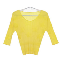 PLEATS PLEASE ISSEY MIYAKE プリーツ エンボス加工 星柄 スター PP81-JK143 Ｔシャツ カットソー イエロー レディース プリーツプリーズ【中古】5-0724S∞