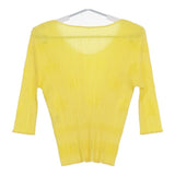 PLEATS PLEASE ISSEY MIYAKE プリーツ エンボス加工 星柄 スター PP81-JK143 Ｔシャツ カットソー イエロー レディース プリーツプリーズ【中古】5-0724S∞