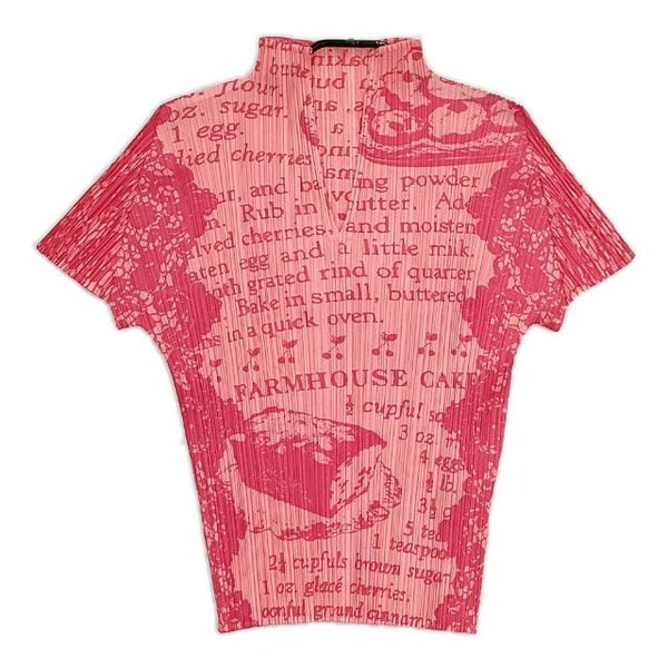 PLEATS PLEASE ISSEY MIYAKE プリーツ 総柄 PP71-JK816 半袖Ｔシャツ カットソー レッド ピンク レディース プリーツプリーズ【中古】5-0601S∞