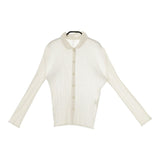 PLEATS PLEASE ISSEY MIYAKE プリーツ 羽織 PP63-JJ201 ポリエステル ブラウス シャツ オフホワイト レディース プリーツプリーズ【中古】5-0301M∞