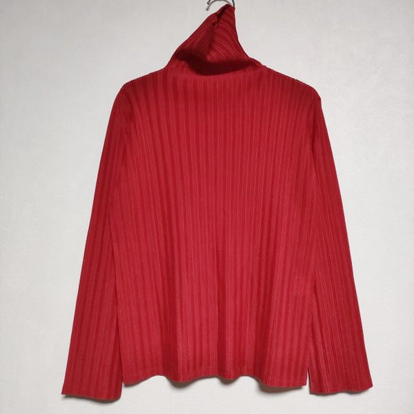 PLEATS PLEASE ISSEY MIYAKE プリーツ ハイネック タートルネック PP83-FK356 長袖Ｔシャツ カットソー ロンＴ レッド レディース プリーツプリーズ【中古】4-1002M∞