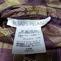 PLEATS PLEASE ISSEY MIYAKE チェックワイドシャツ PP13-PJ474 ブラウス シャツ ワインレッド ゴールド レディース プリーツプリーズ【中古】4-1010M∞