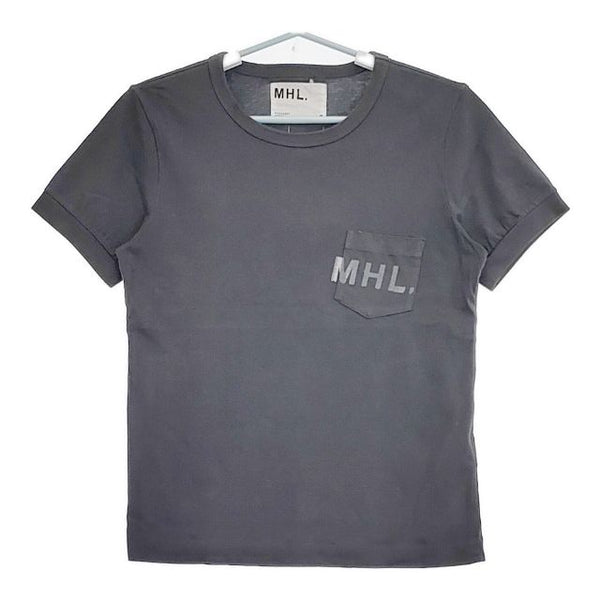 MHL. 595-9168501 PRINTED COTTON JERSEY ロゴ 半袖Ｔシャツ カットソー グレー レディース エムエイチエル【中古】5-0720S∞