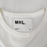 MHL. 595-9168501 PRINTED COTTON JERSEY サイズ3 ロゴ ポケット 半袖Ｔシャツ カットソー ホワイト レディース エムエイチエル【中古】5-0708S♪