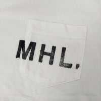 MHL. 595-9168501 PRINTED COTTON JERSEY サイズ3 ロゴ ポケット 半袖Ｔシャツ カットソー ホワイト レディース エムエイチエル【中古】5-0708S♪